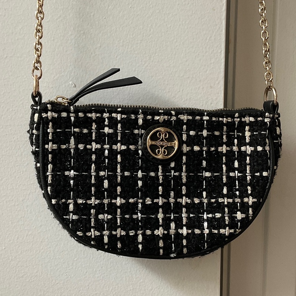 Nine West Black and White Tweed Crossbody Bag